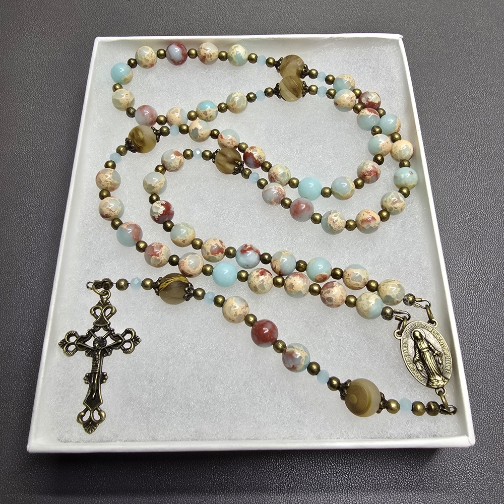 Elegant Multicolor Beaded Rosary Necklace